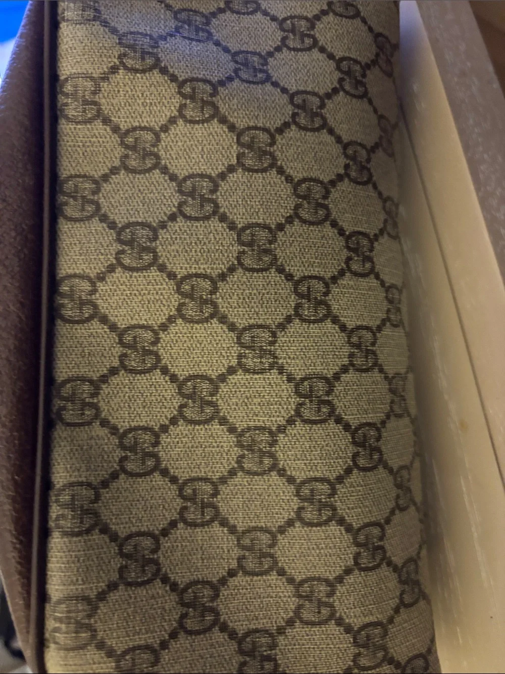 Gucci Brown and Beige GG Canvas Messenger Bag with Gold Hardware